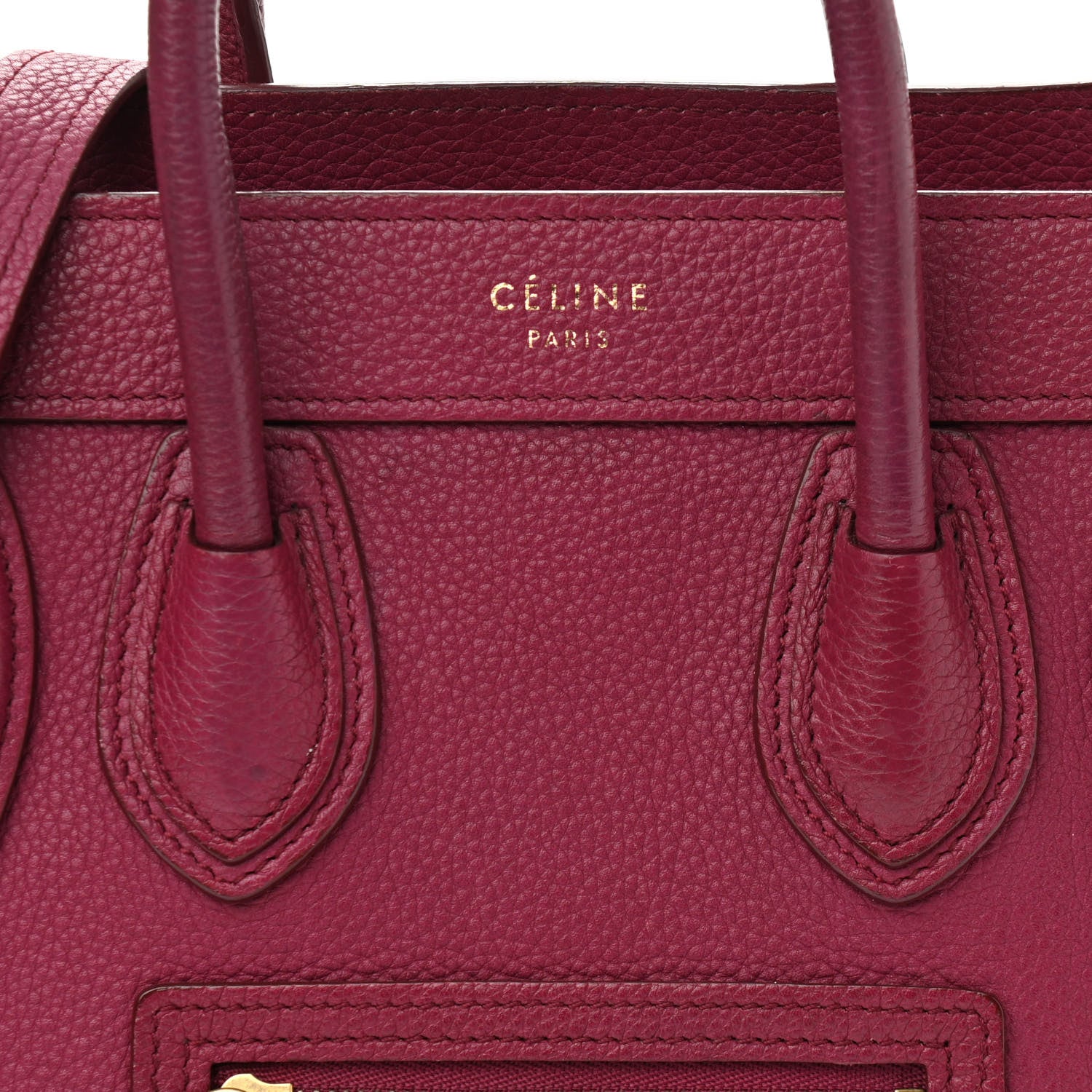 Celine Drummed Calfskin Nano Luggage Plum 7 of 12