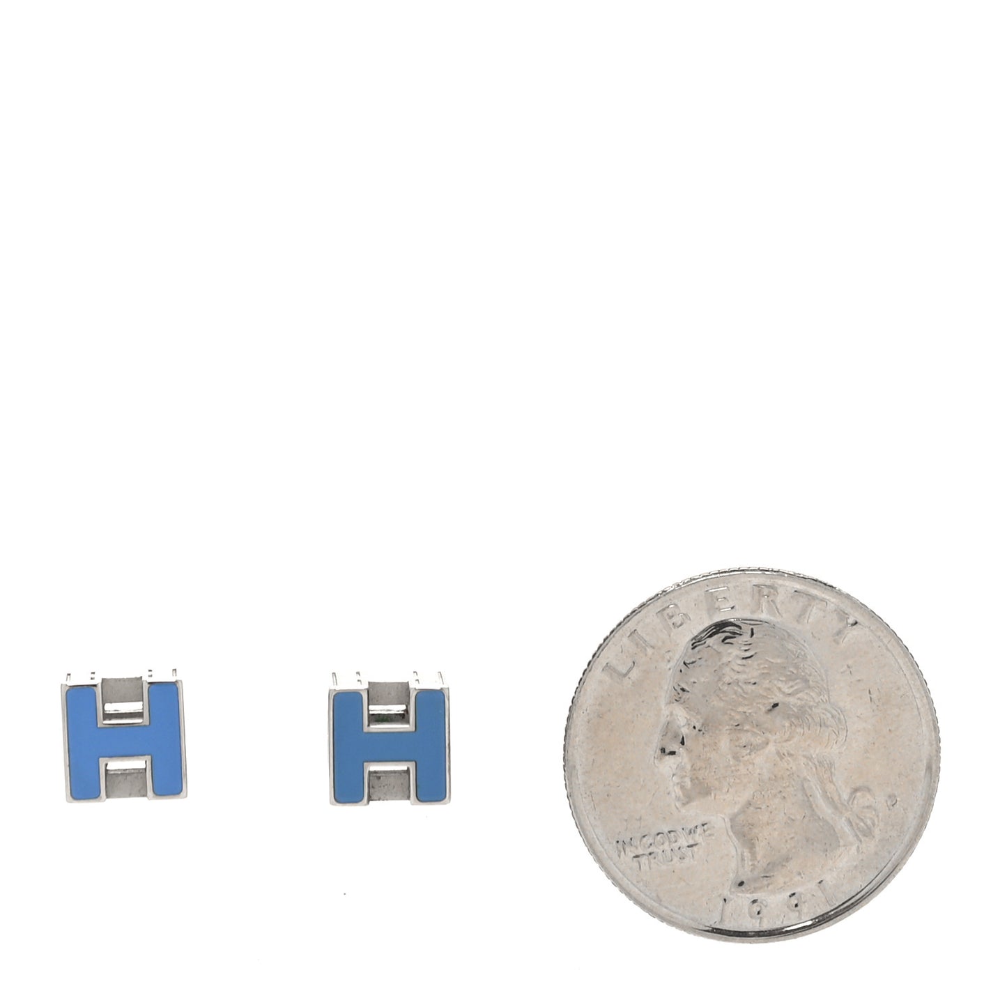 Palladium Lacquered Cage d'H Earrings Bleu Transat