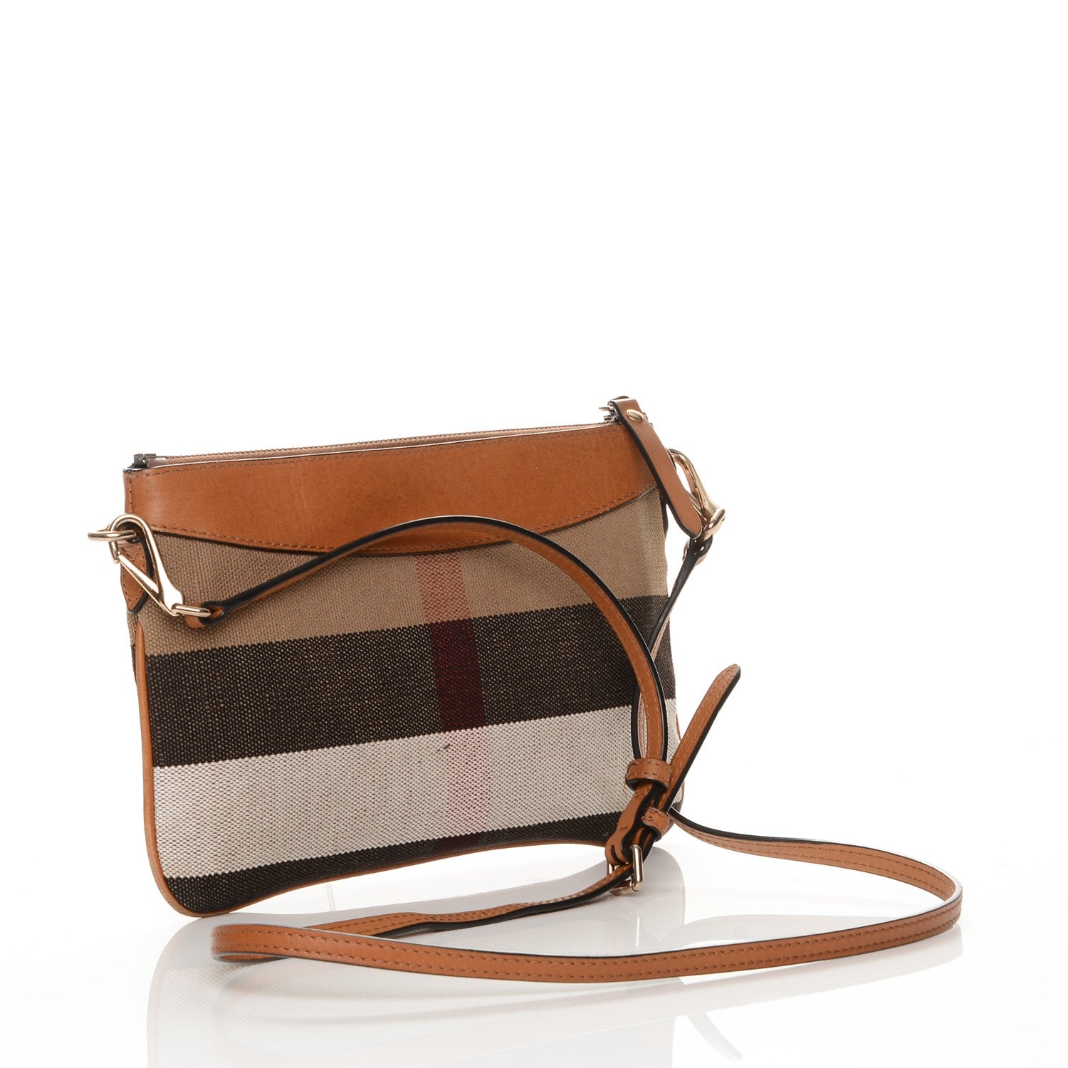 Burberry Mega Check Peyton Crossbody Clutch Bag Saddle Brown 3 of 7