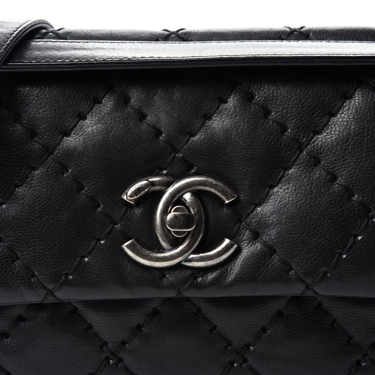 Calfskin Ultimate Stitch Flap Bag Black