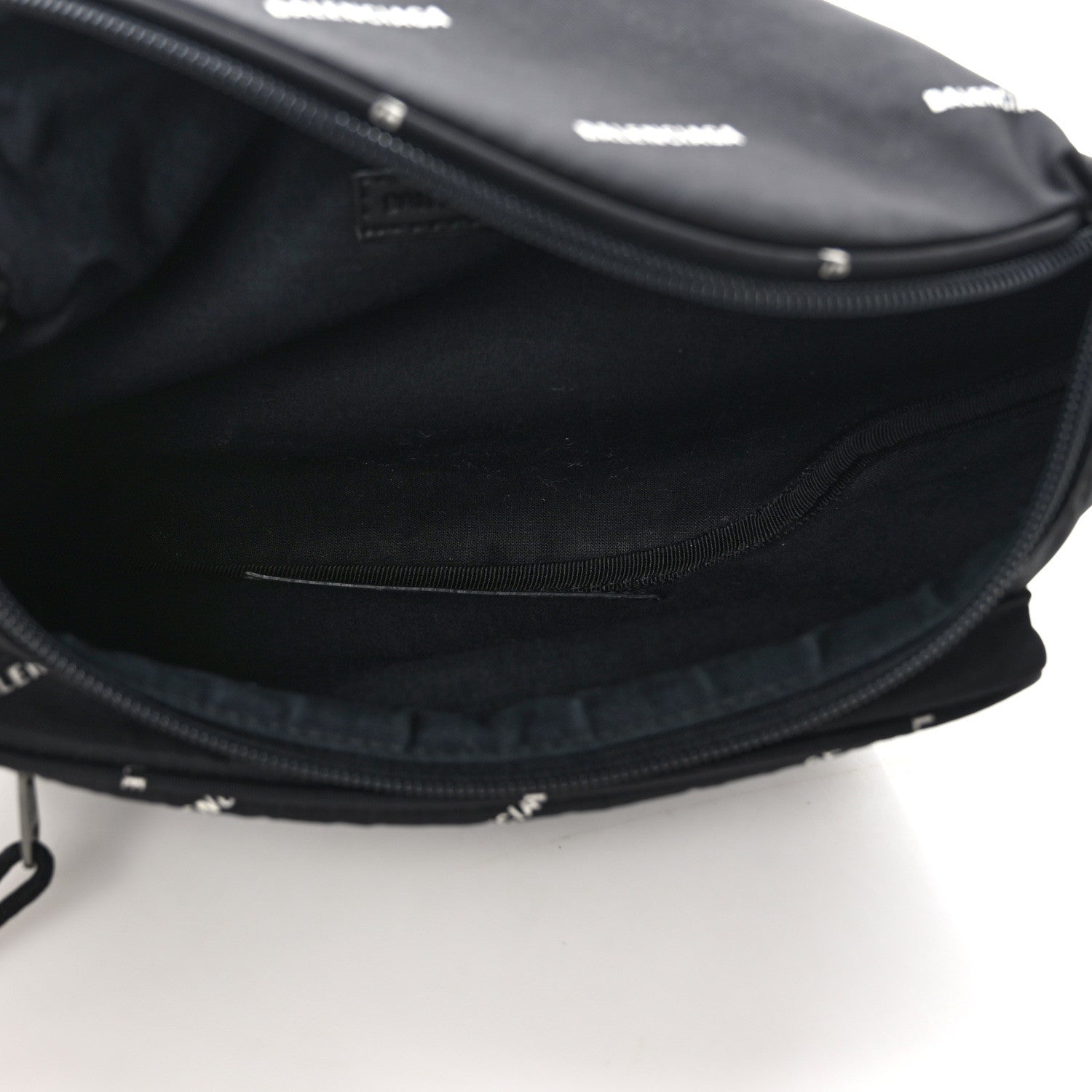 Balenciaga Twill Nylon Allover Logo Explorer Beltpack Black White 5 of 8