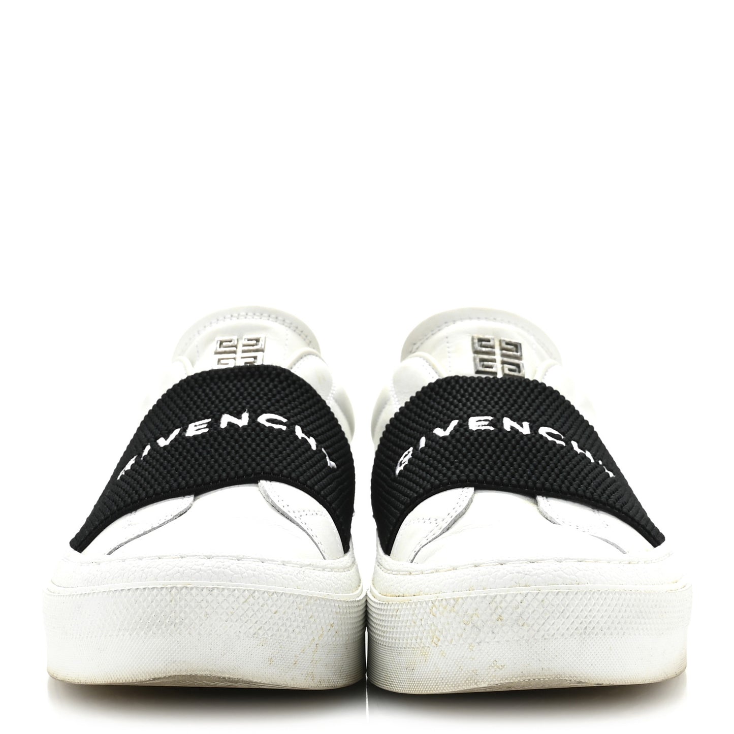 Calfskin Band Logo Womens City Sport Sneakers 37.5 White Black