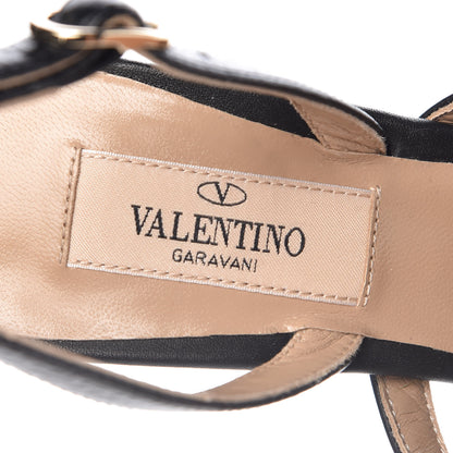 Valentino Garavani Pebbled Calfskin Rockstud Cage Slingback Pumps 36 Black 7 of 9