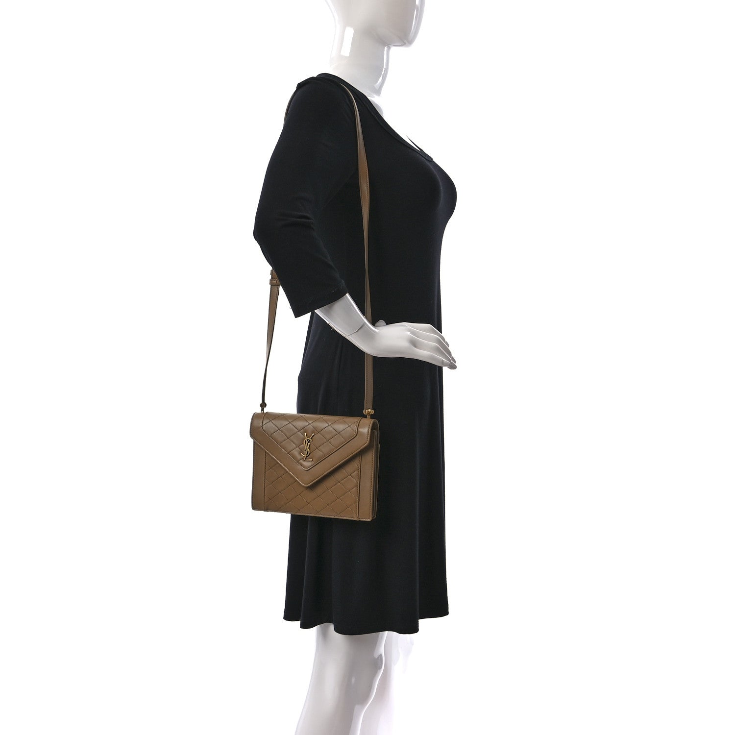 Saint Laurent Lambskin Quilted Mini Gaby Satchel Dark Beige 2 of 10