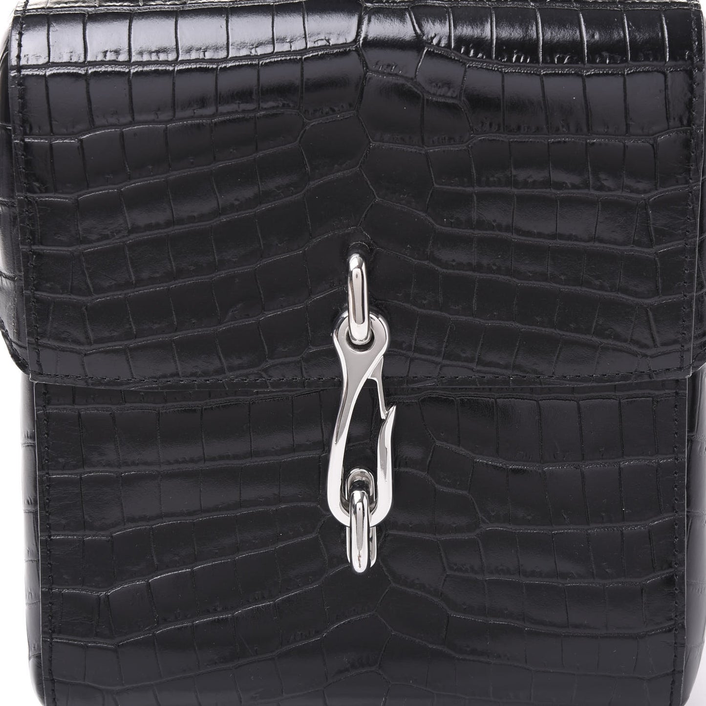 Crocodile Embossed Calfskin Mini Hook Backpack Black