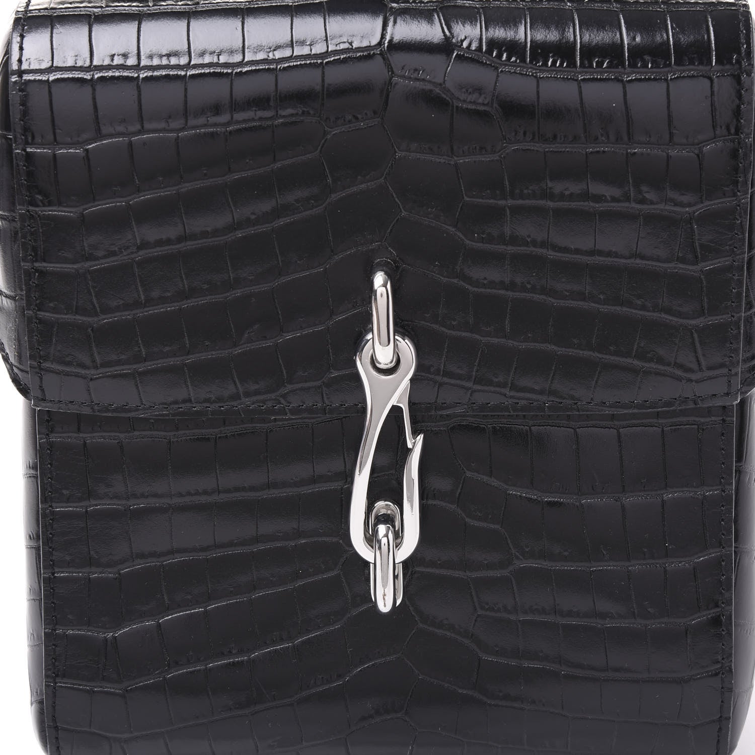 Alexander Wang Crocodile Embossed Calfskin Mini Hook Backpack Black 9 of 9