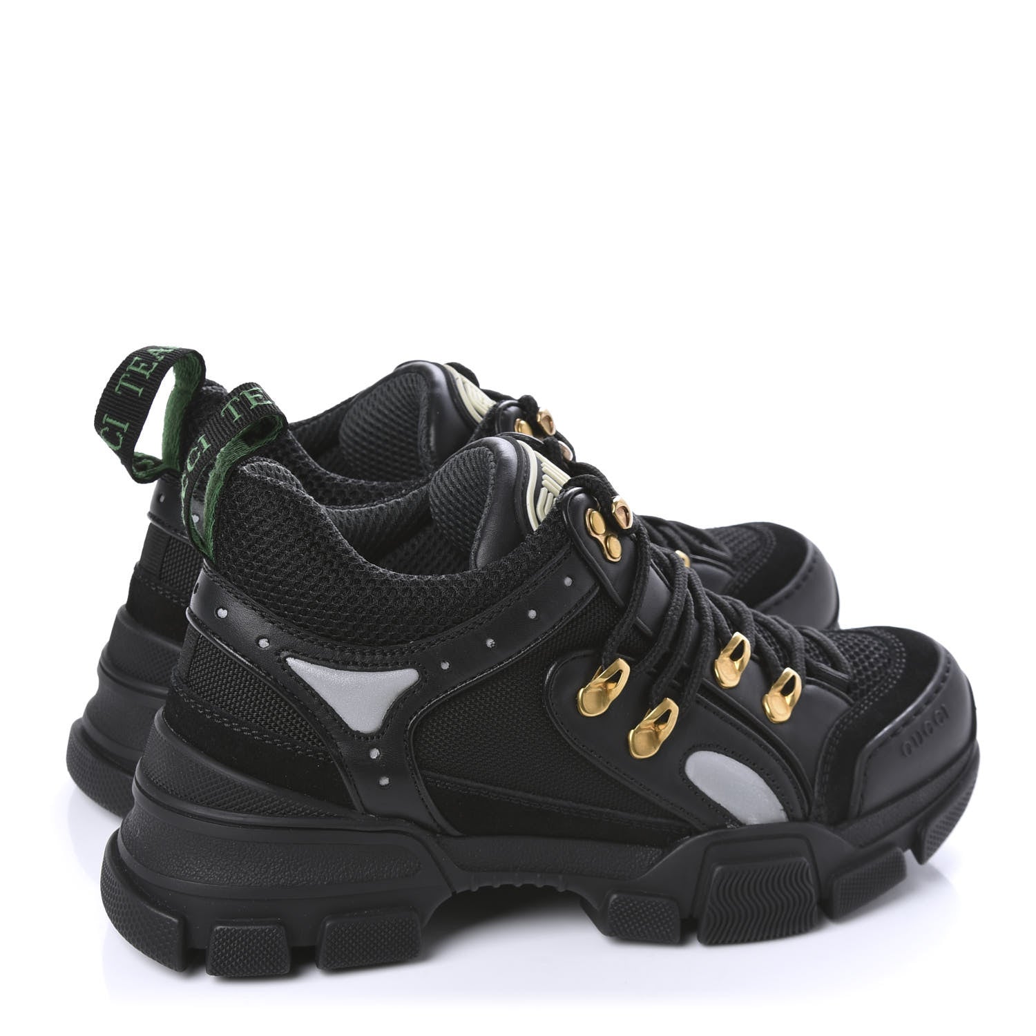 Gucci X SEGA Mesh Suede Calfskin Womens Flashtrek Sneakers 37 Black Silver 4 of 9