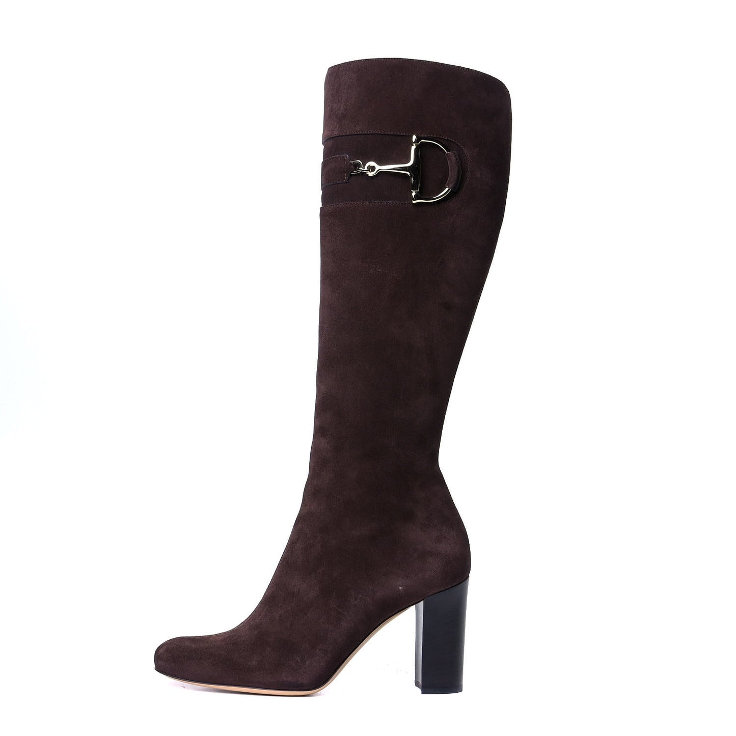 Suede Horsebit Knee High Boots 37.5 Brown