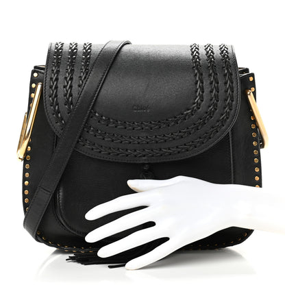 Chloe Calfskin Braided Medium Hudson Shoulder Bag Black 2 of 10
