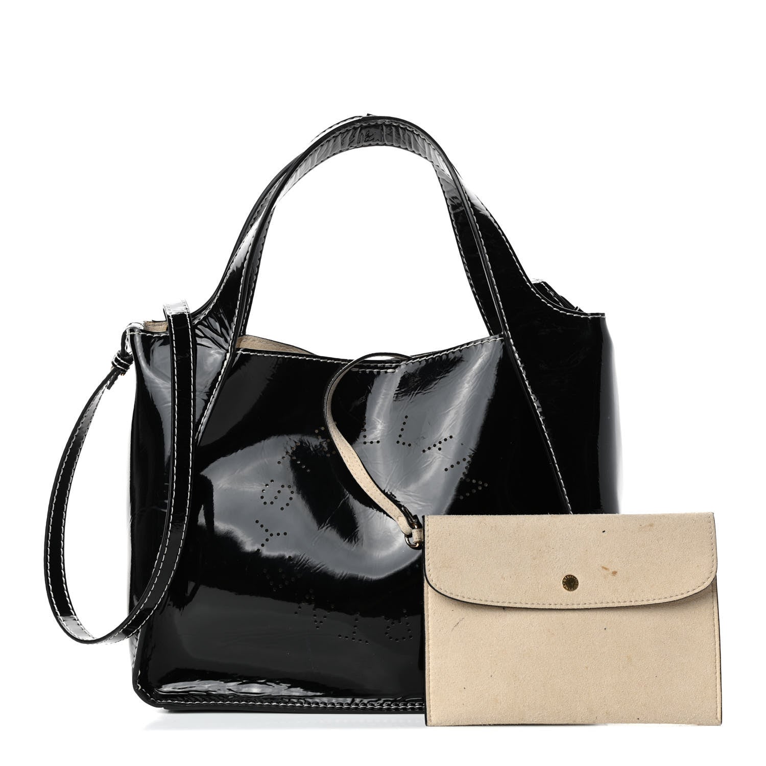 Stella McCartney Eco Alter Patent East West Perforated Tote Black 1 of 4