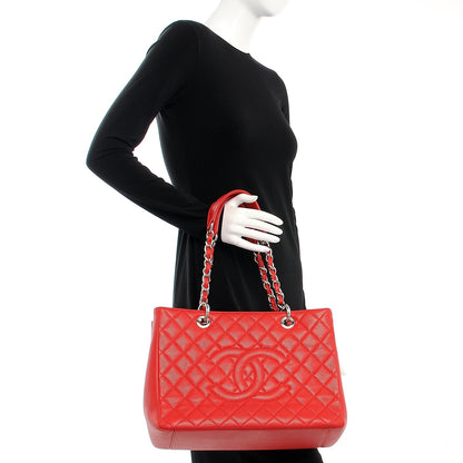 Chanel Caviar Quilted Grand Shopping Tote GST Red 2 of 8