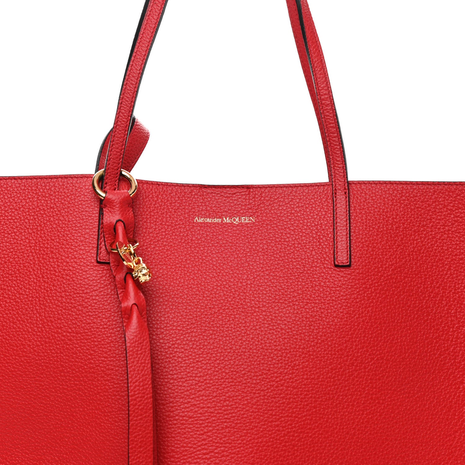 Alexander McQueen Grained Calfskin Skull Open Shopper Tote Red 7 of 9