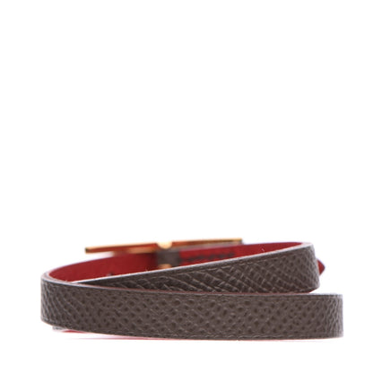 Hermes Epsom Behapi Double Tour Bracelet XS Rouge Casaque Etain 3 of 8