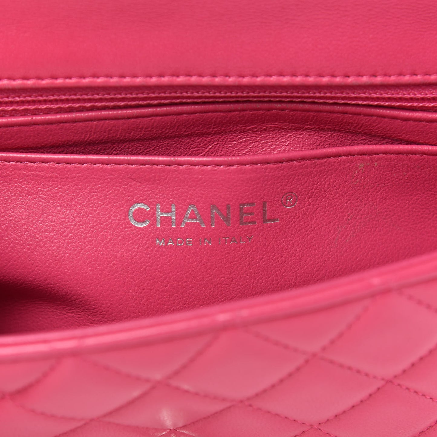 Lambskin Quilted Mini Rectangular Flap Dark Pink