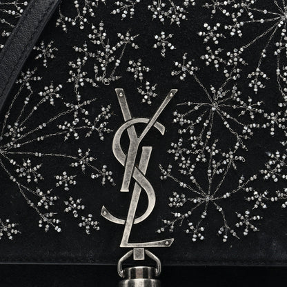 Saint Laurent Suede Bead Embellished Classic Monogram Kate Tassel Chain Wallet Black 7 of 10