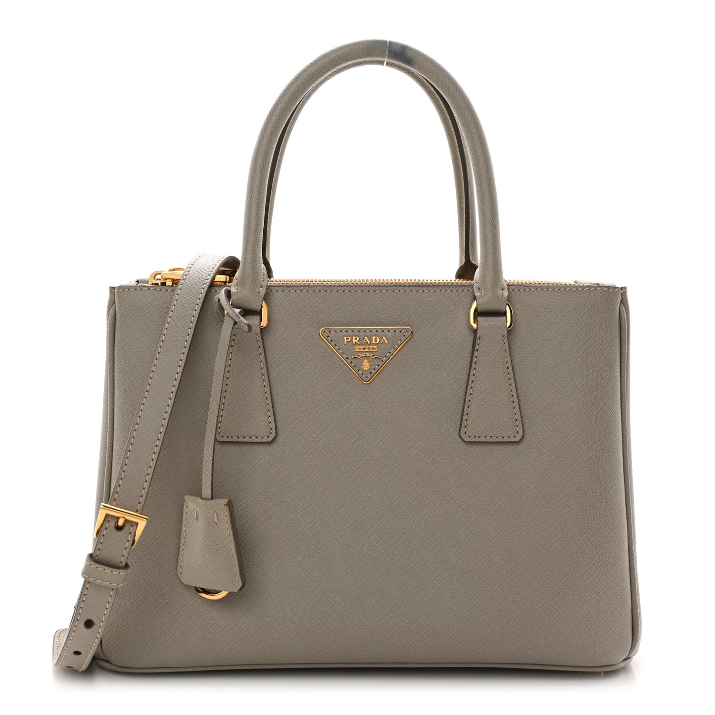 Saffiano Lux Small Galleria Double Zip Tote Pomice