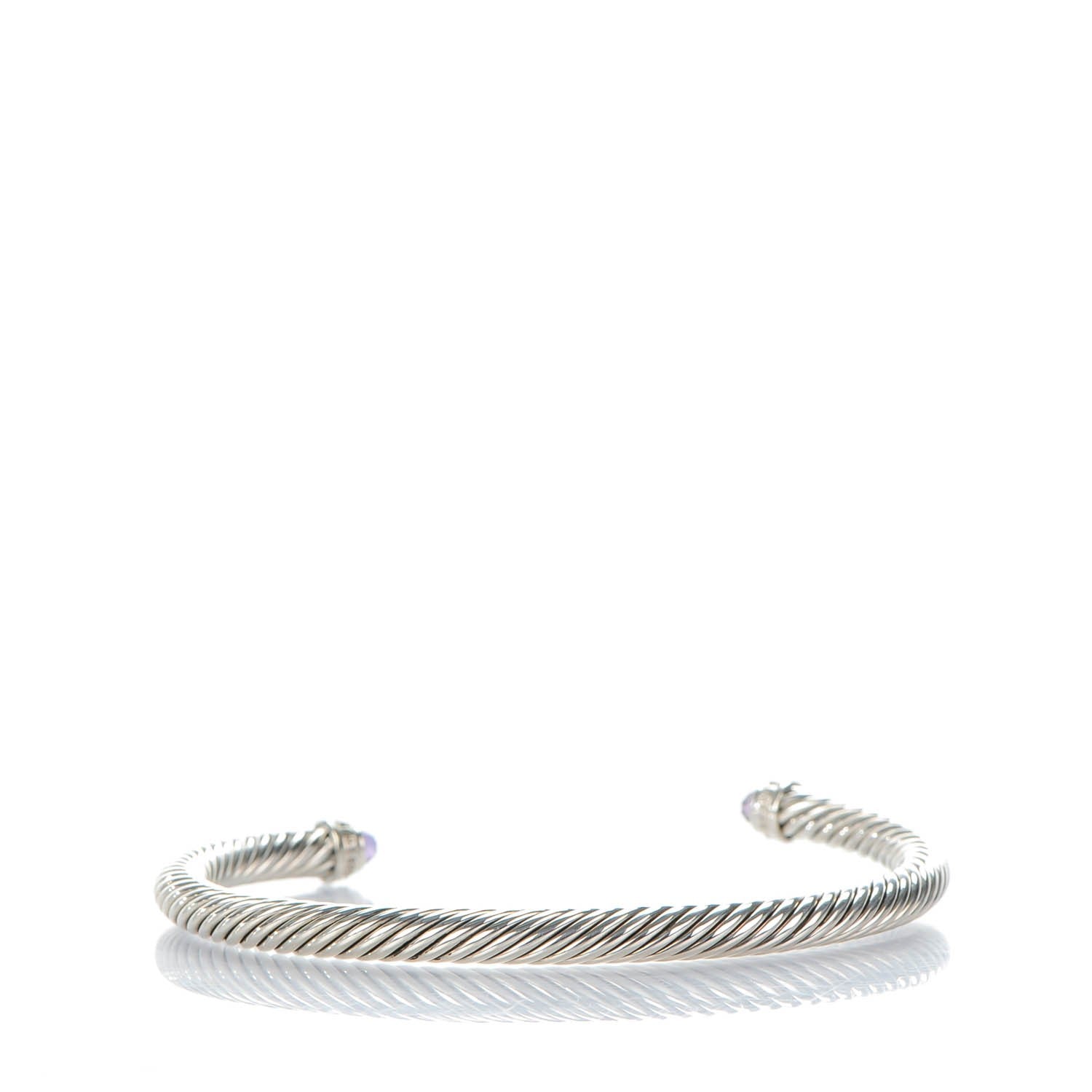 David Yurman Sterling Silver Diamond Amethyst 5mm Cable Classics Bracelet 3 of 5