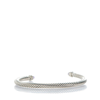 David Yurman Sterling Silver Diamond Amethyst 5mm Cable Classics Bracelet 3 of 5