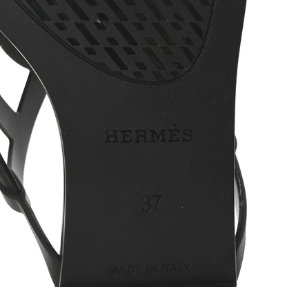 Hermes Rubber Womens Egerie Sandals 37 Black 7 of 9