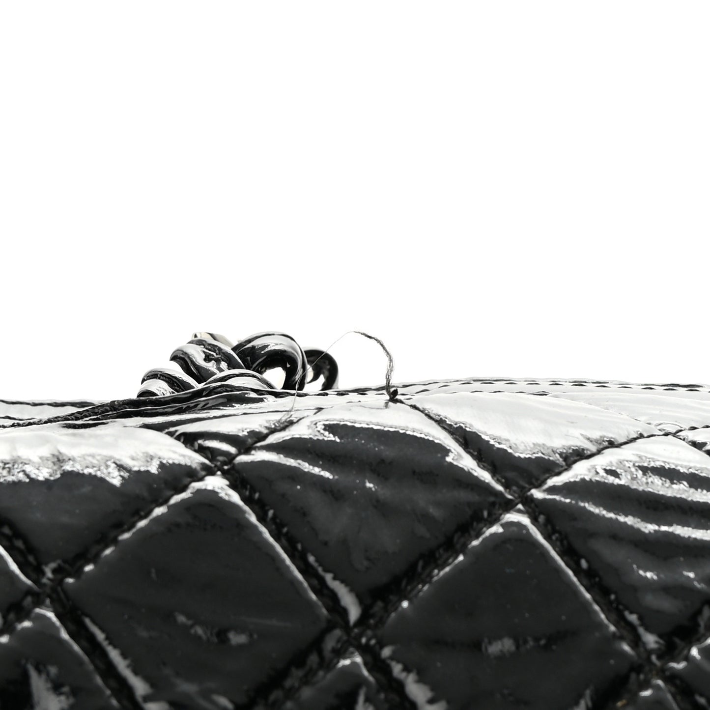 Patent Quilted Day Glo Flap Bag Black