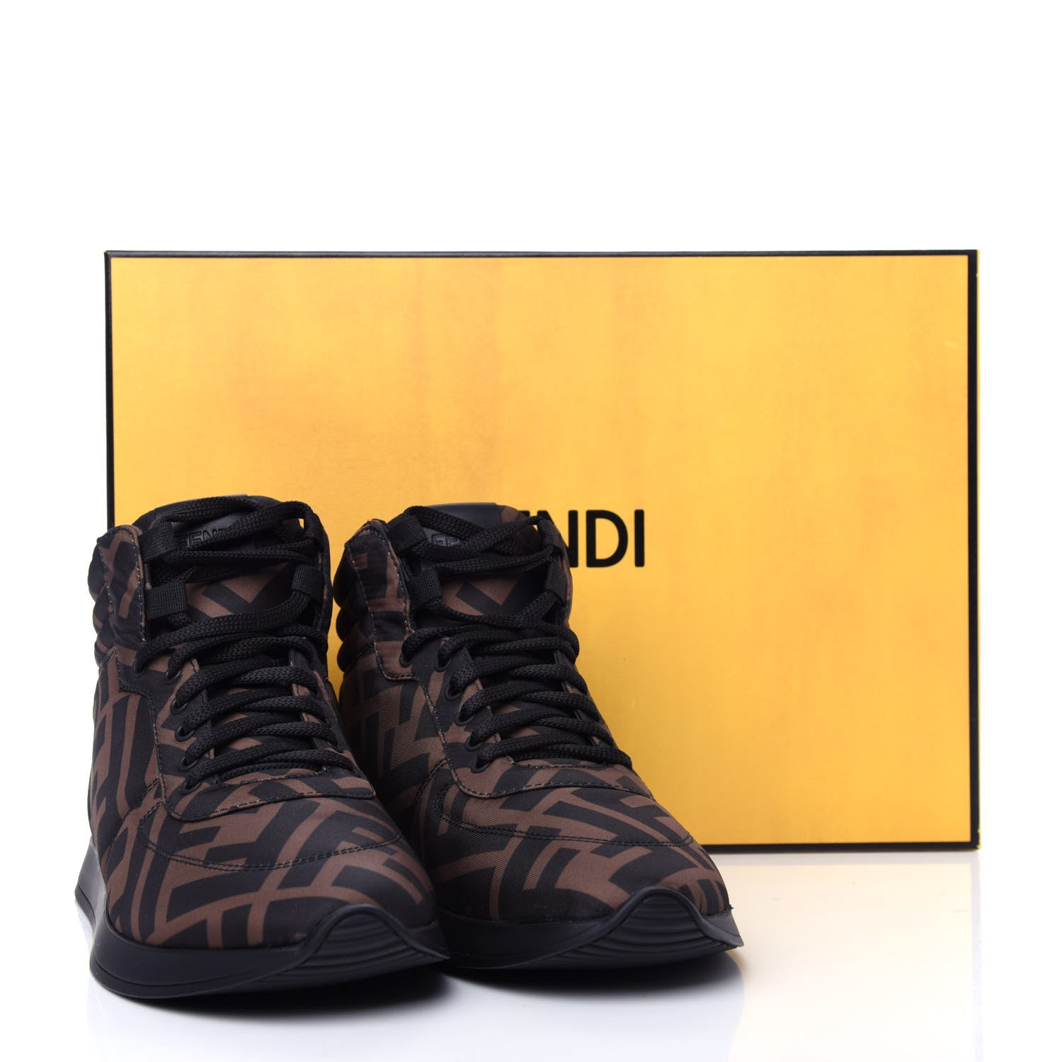 Fendi Nylon FF Reloaded High Top Sneakers 37 Tobacco Black 11 of 11