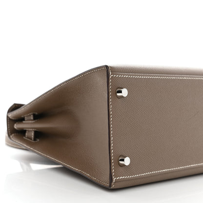 Hermes Epsom Horseshoe Kelly Sellier 28 Etoupe Bleu Electrique 9 of 13
