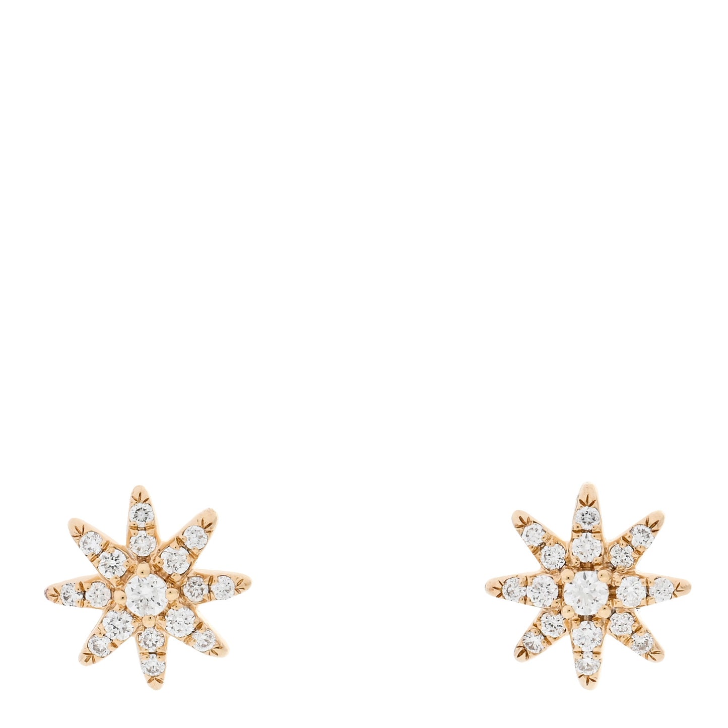 18K Yellow Gold Diamond Petite Starburst Earrings