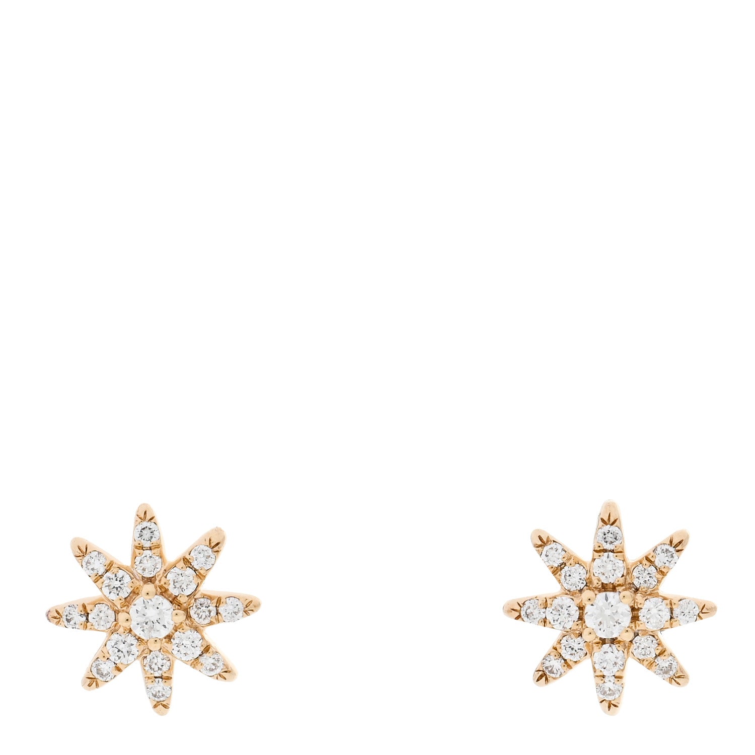 David Yurman 18K Yellow Gold Diamond Petite Starburst Earrings 1 of 5