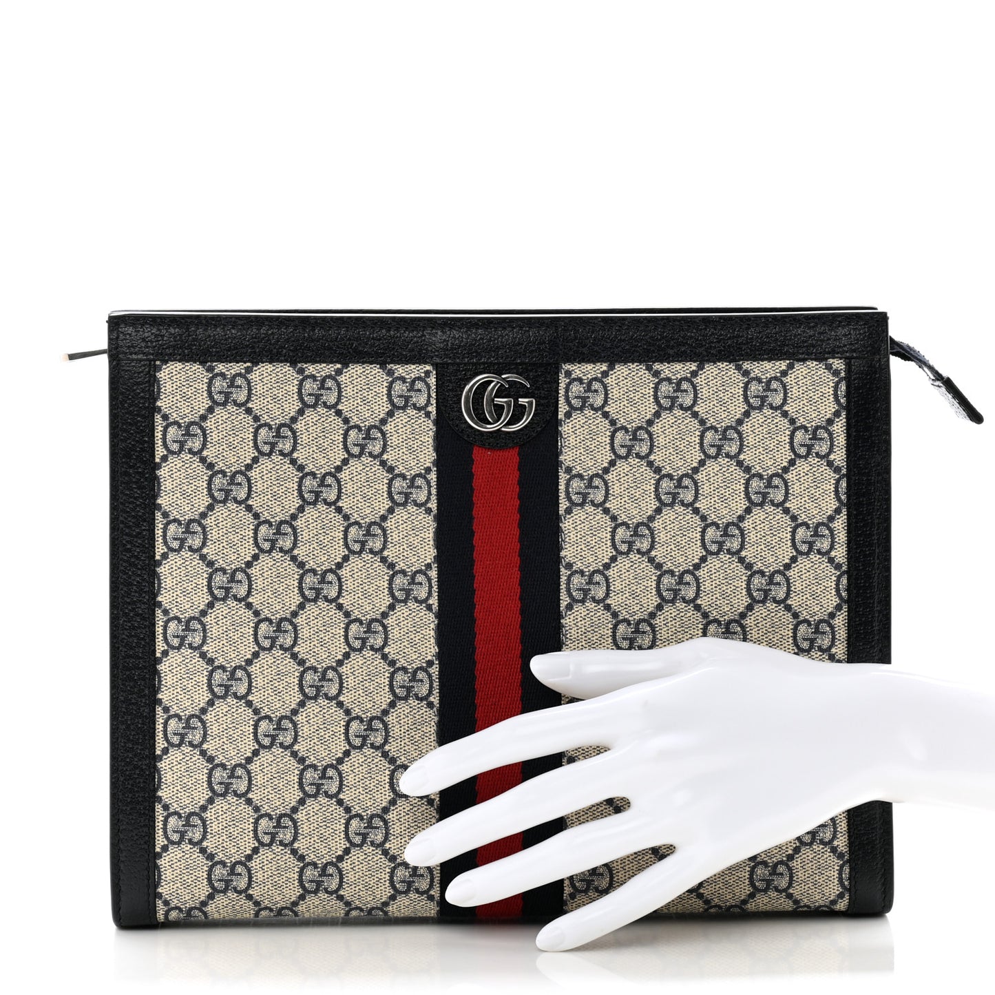 GG Supreme Monogram Web Ophidia Pouch Beige Blue