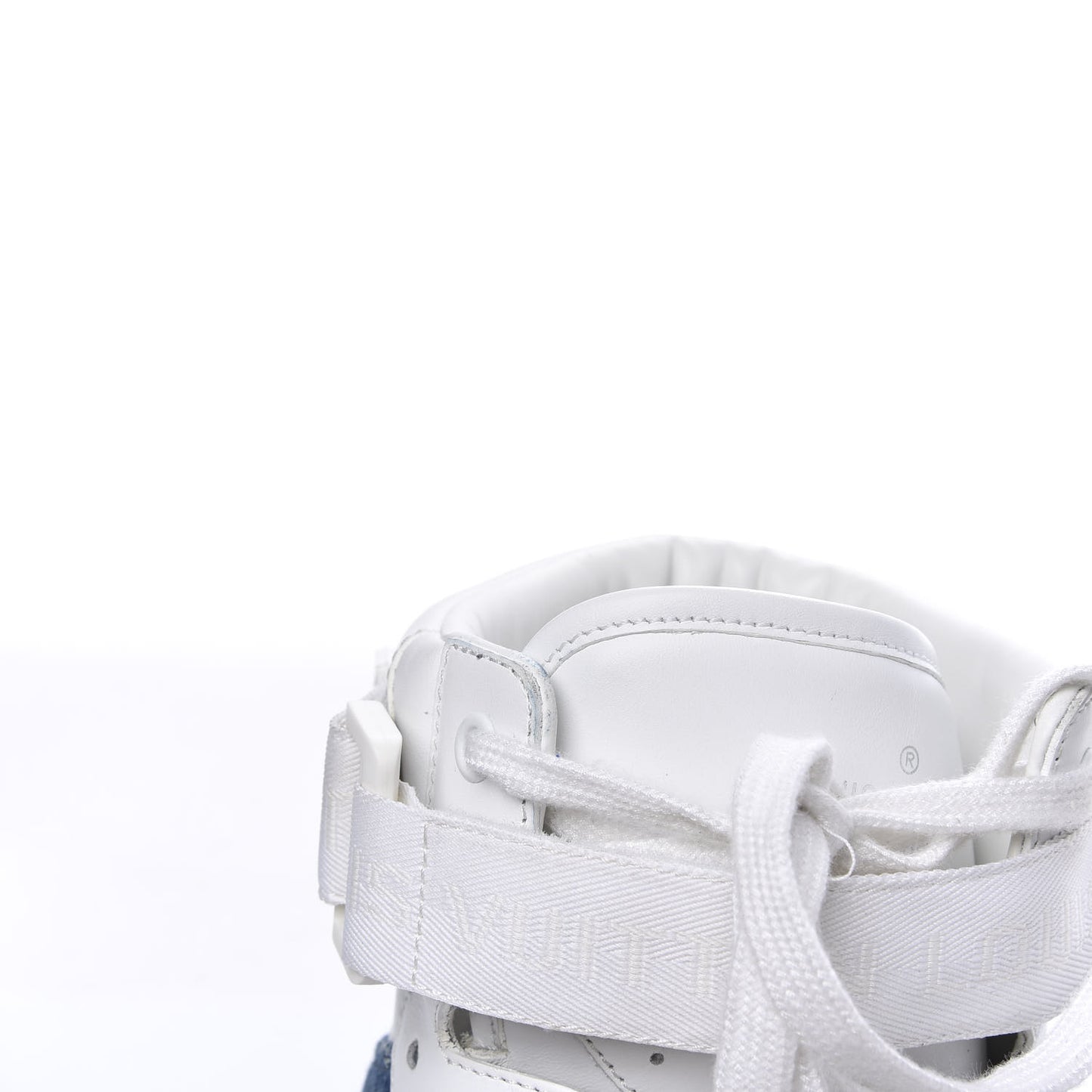 Calfskin Monogram Denim Rivoli High Top Sneakers 12 White
