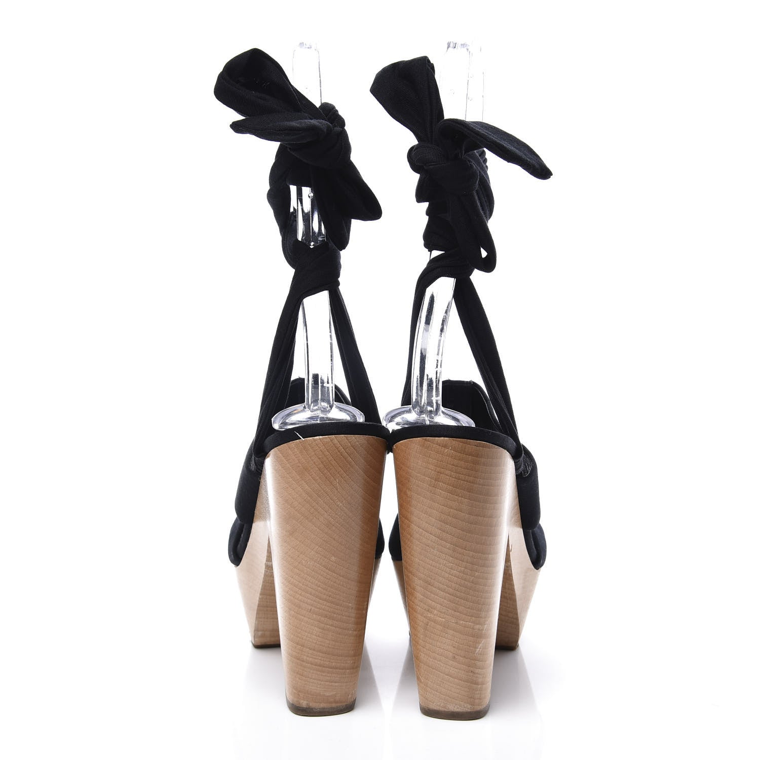 Saint Laurent Suede Tie Platform Sandals 38 Black 7 of 10