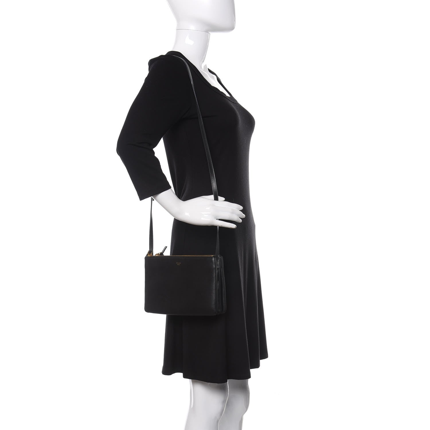 Celine Liege Calfskin Small Trio Crossbody Bag Black 2 of 14
