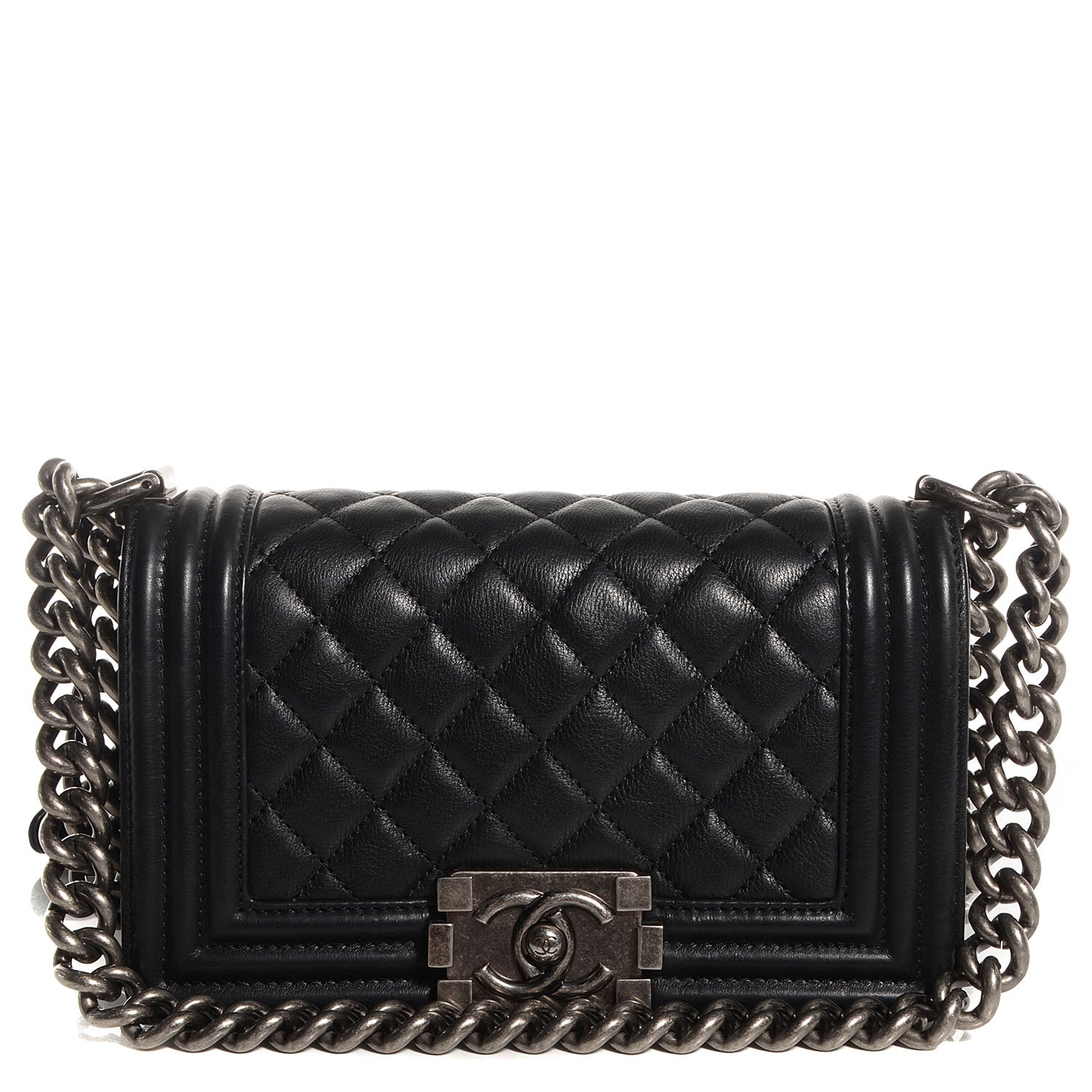 Chanel Metallic Calfskin Quilted Small Boy Flap Black 1 of 9