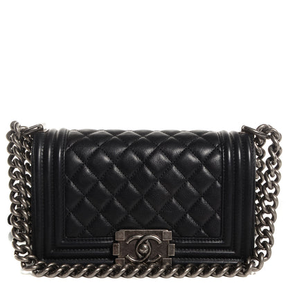 Chanel Metallic Calfskin Quilted Small Boy Flap Black 1 of 9
