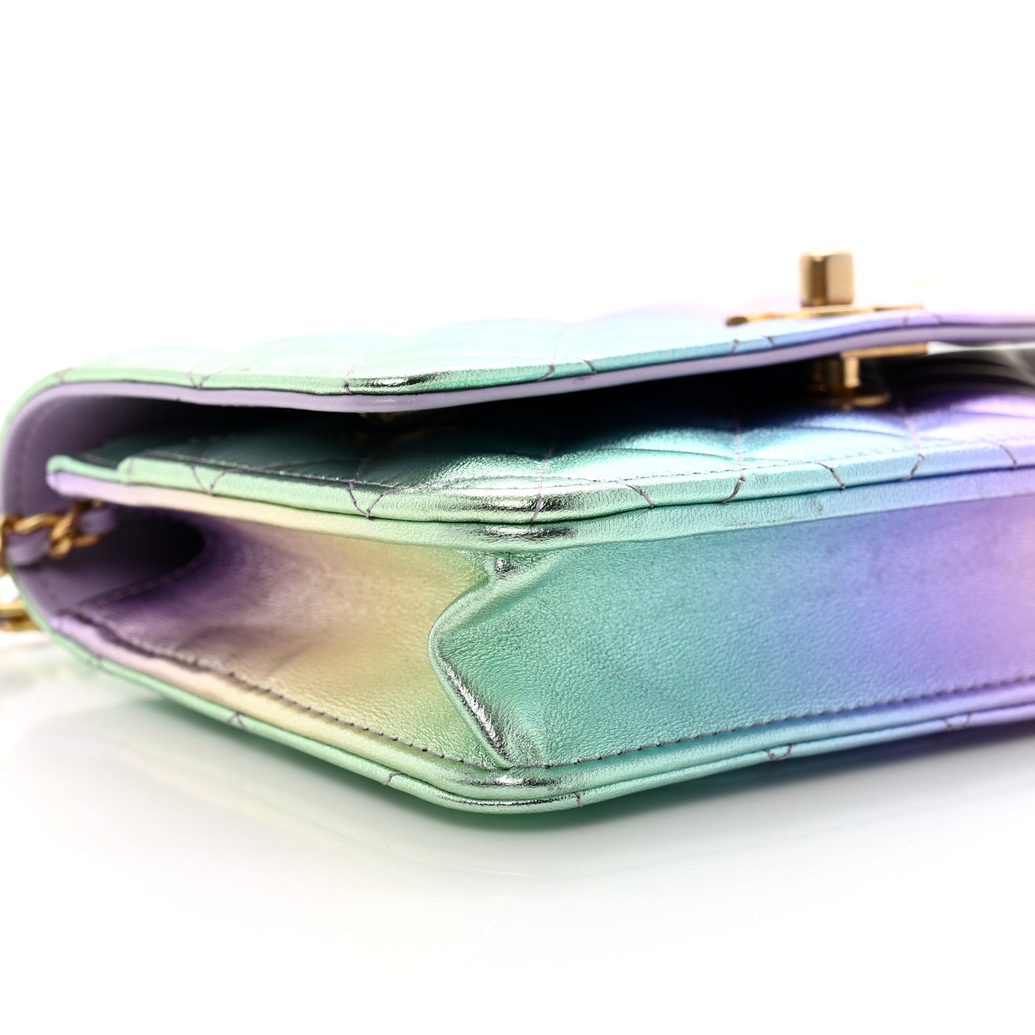 Chanel Iridescent Lambskin Quilted Glitter CC Roller Skate Wallet On Chain WOC Multicolor 9 of 11