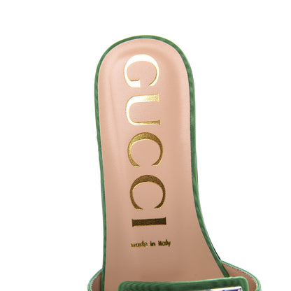 Gucci Moire Fabric Crystal Square G Madelyn Slide Sandals 37.5 New Shamarock 6 of 9