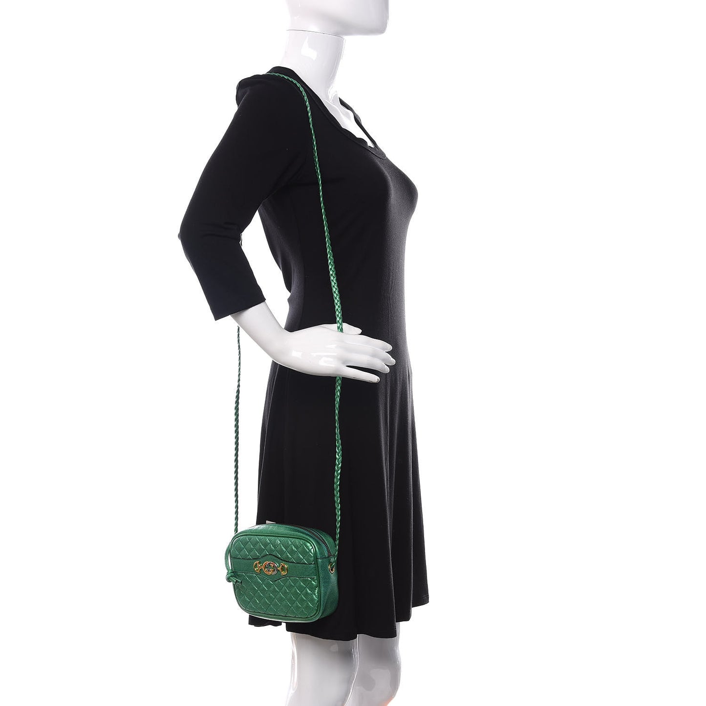 Laminated Nappa Trapuntata Mini Zumi Shoulder Bag Jasmine Green