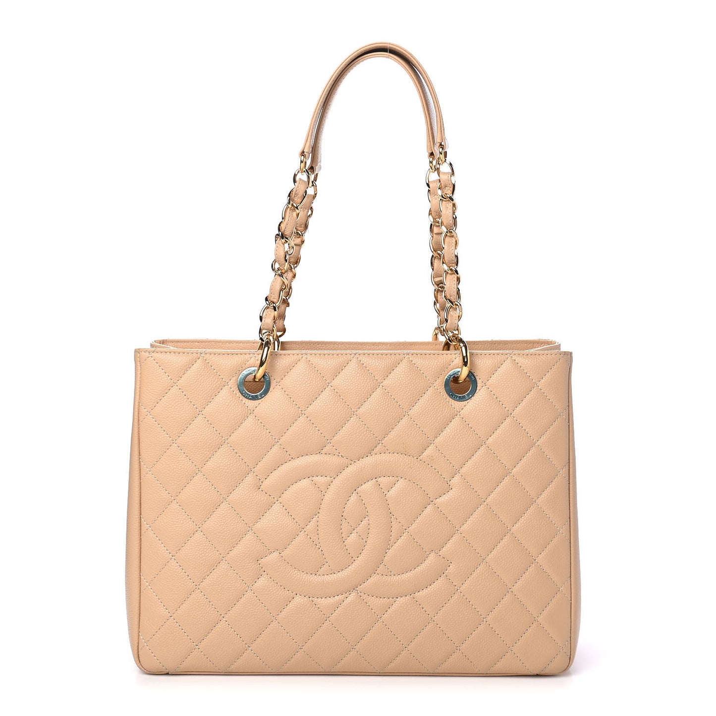Caviar Quilted Grand Shopping Tote GST Beige