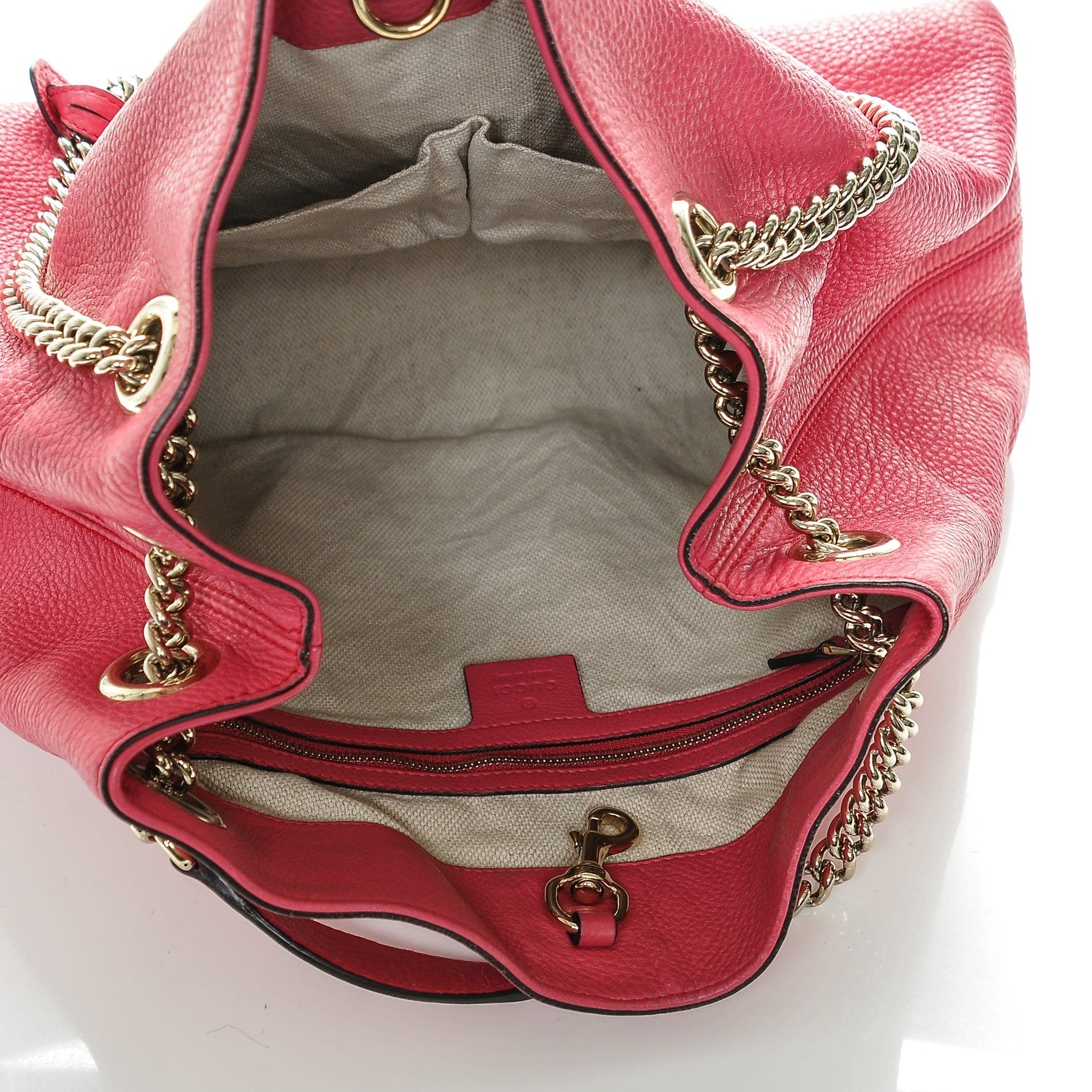 Gucci Pebbled Calfskin Medium Soho Chain Shoulder Bag Pink 5 of 6