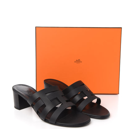 Hermes Calfskin Epsom Amica Sandals 38.5 Black 9 of 9
