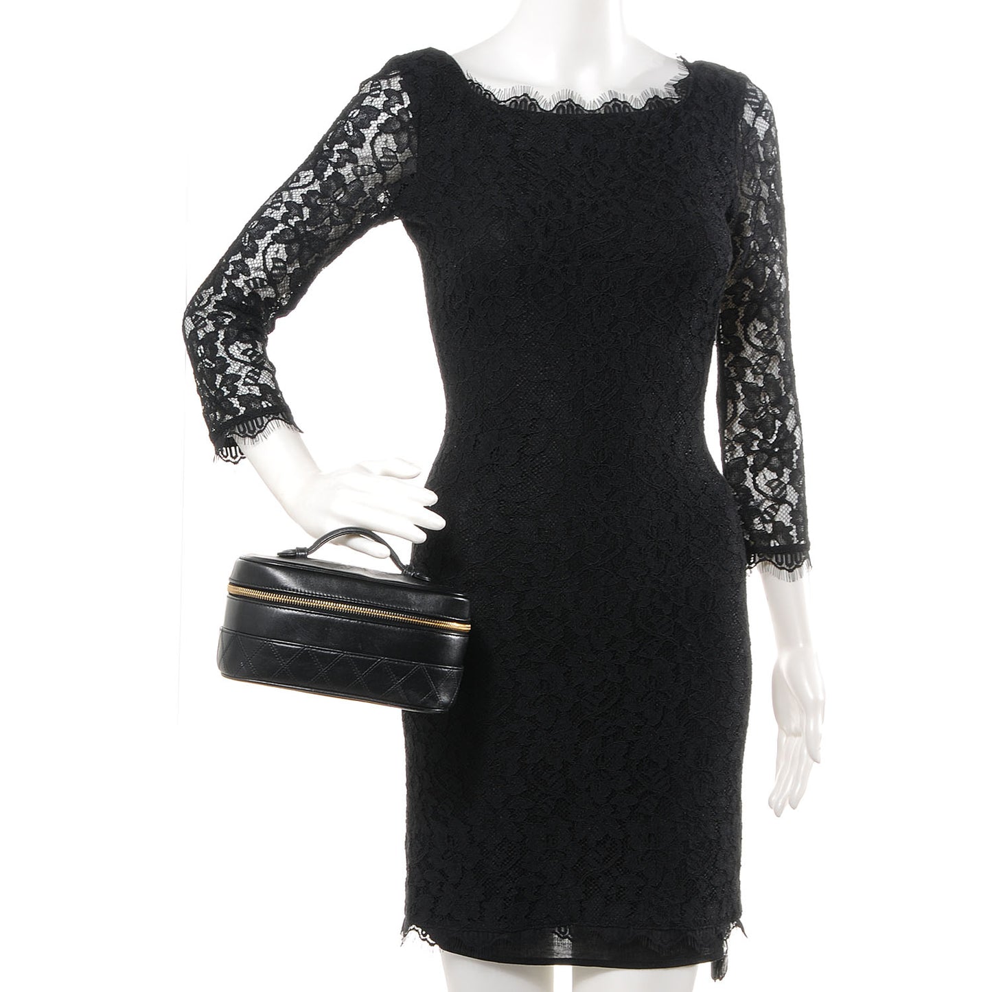 Lambskin Vanity Cosmetic Bag Black