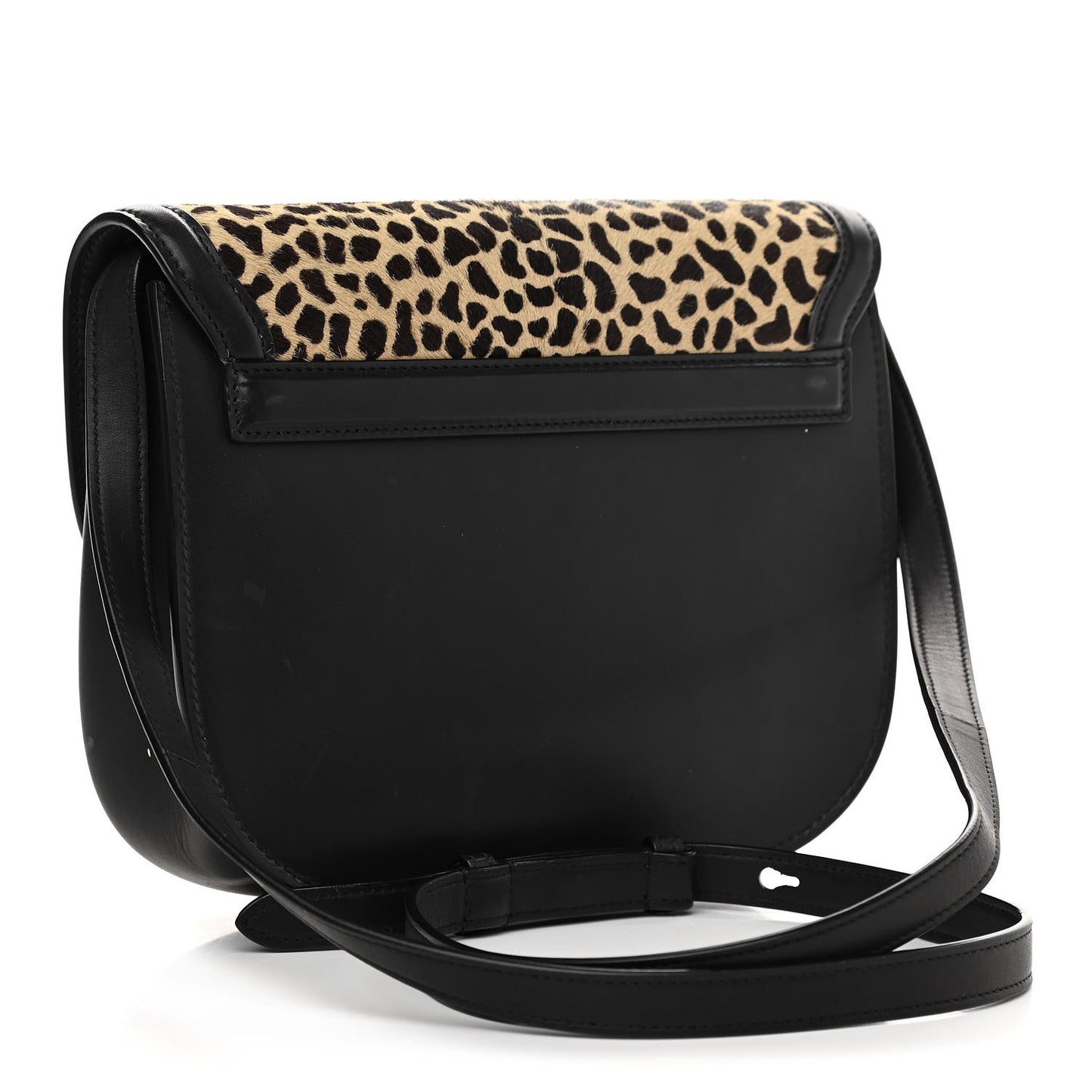 Pony Hair Calfskin Leopard Print Monogram Medium Kaia Satchel Black