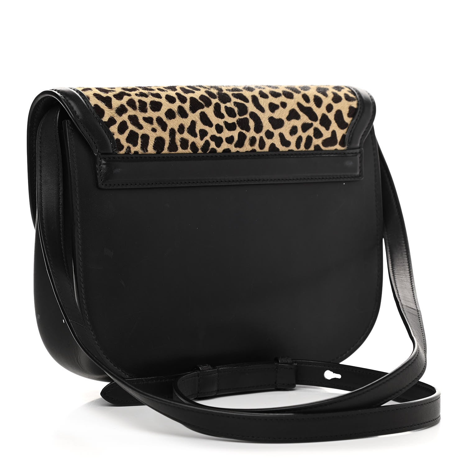 Saint Laurent Pony Hair Calfskin Leopard Print Monogram Medium Kaia Satchel Black 3 of 10