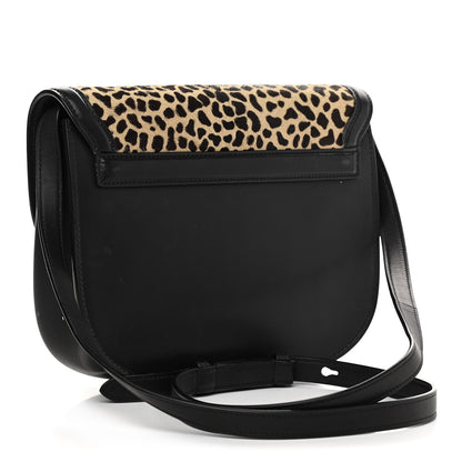 Saint Laurent Pony Hair Calfskin Leopard Print Monogram Medium Kaia Satchel Black 3 of 10
