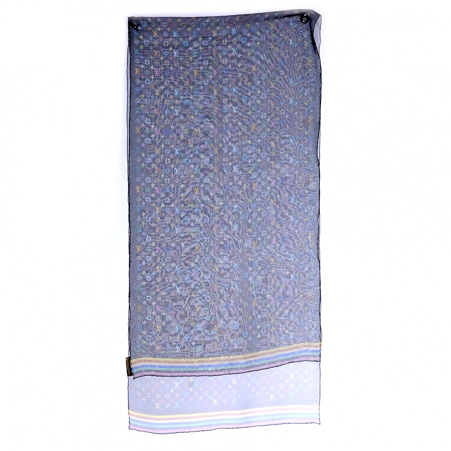 Silk Monogram Multicolor Square Scarf Black