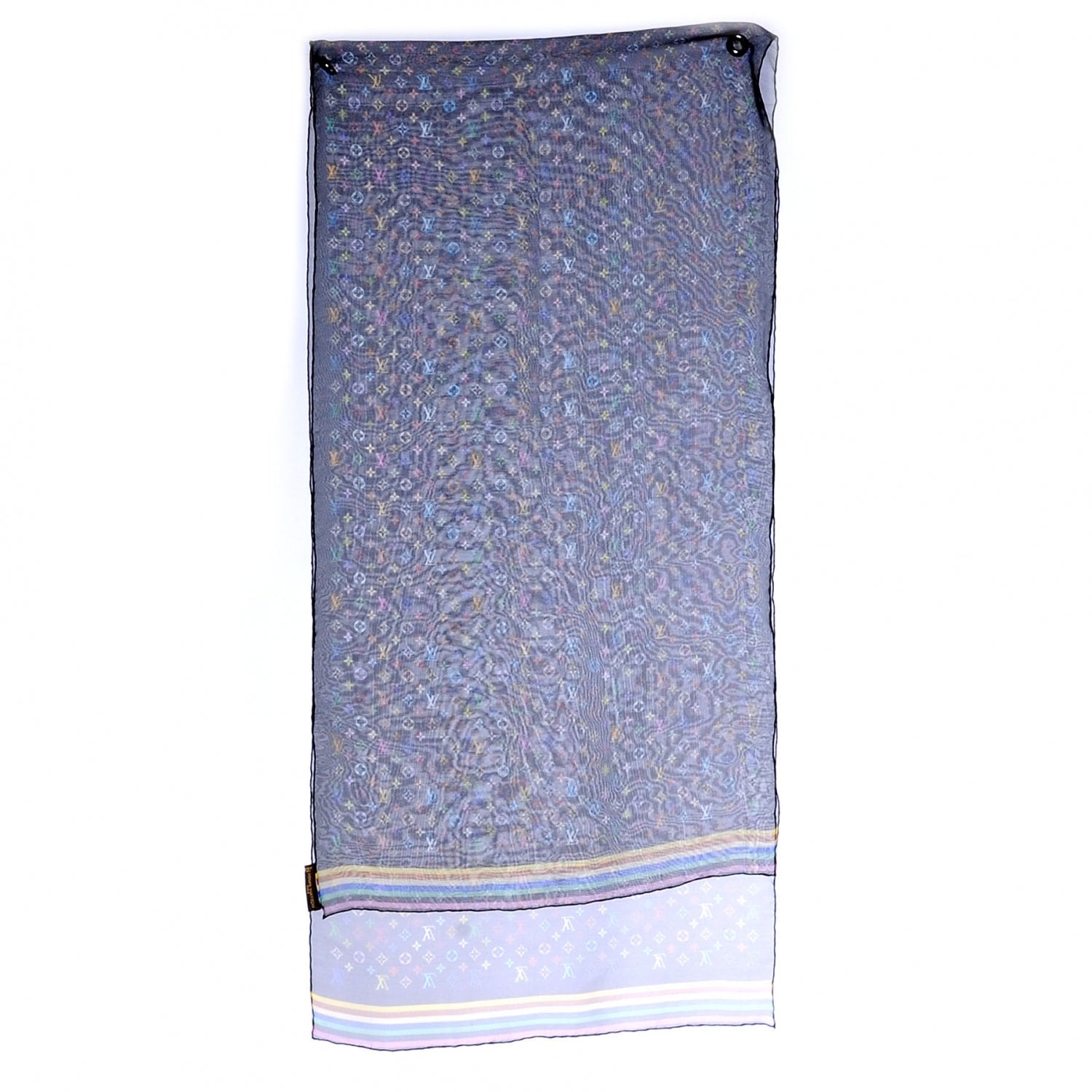 Louis Vuitton Silk Monogram Multicolor Square Scarf Black 4 of 7