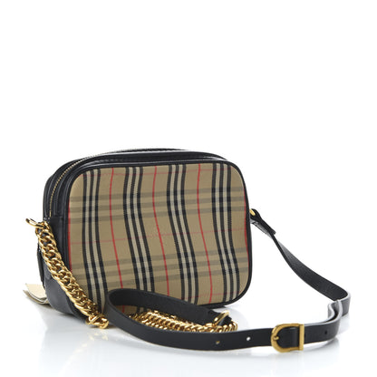 Burberry 1983 Knight Check Smooth Calfskin Link Camera Bag Black 3 of 11