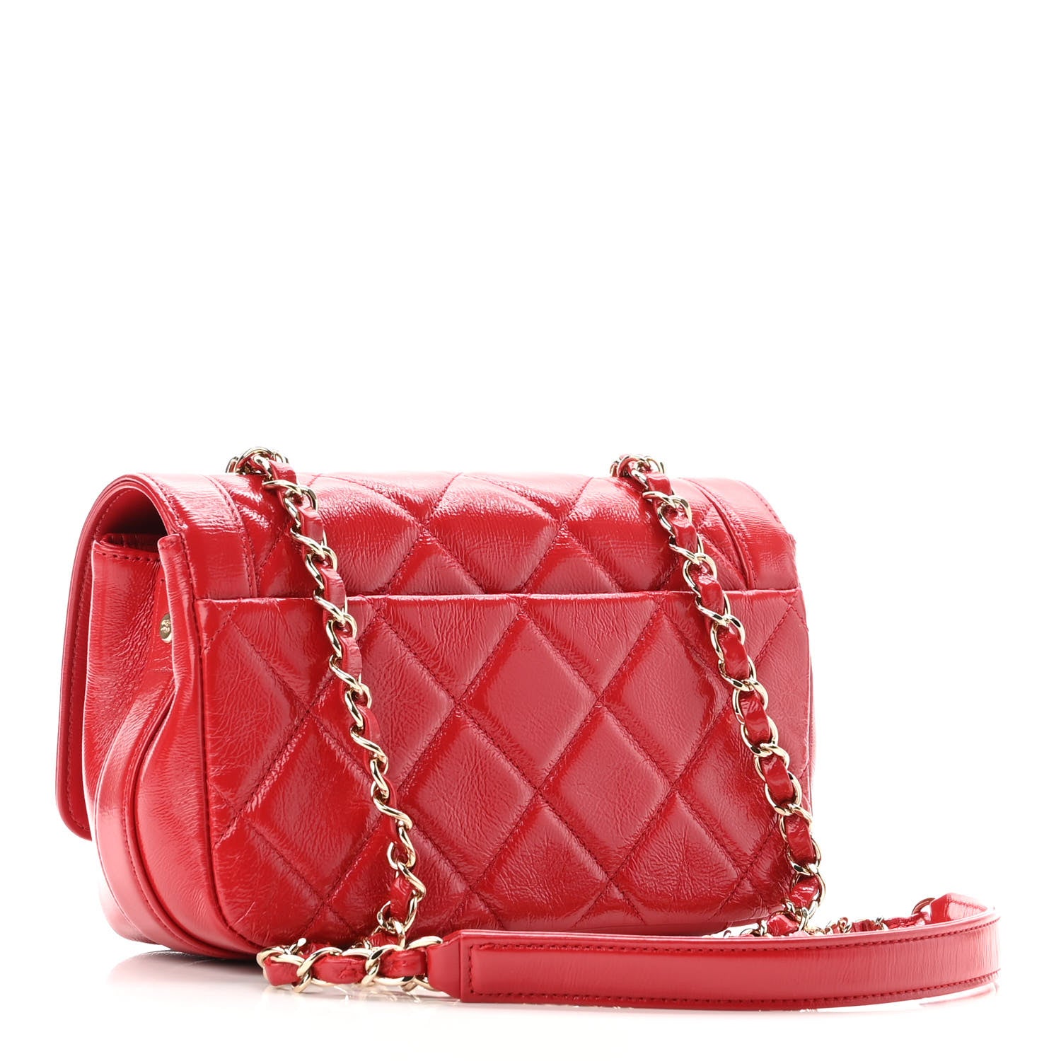 Chanel Shiny Aged Calfskin Quilted Mini Hold The Line Flap Red 2 of 10