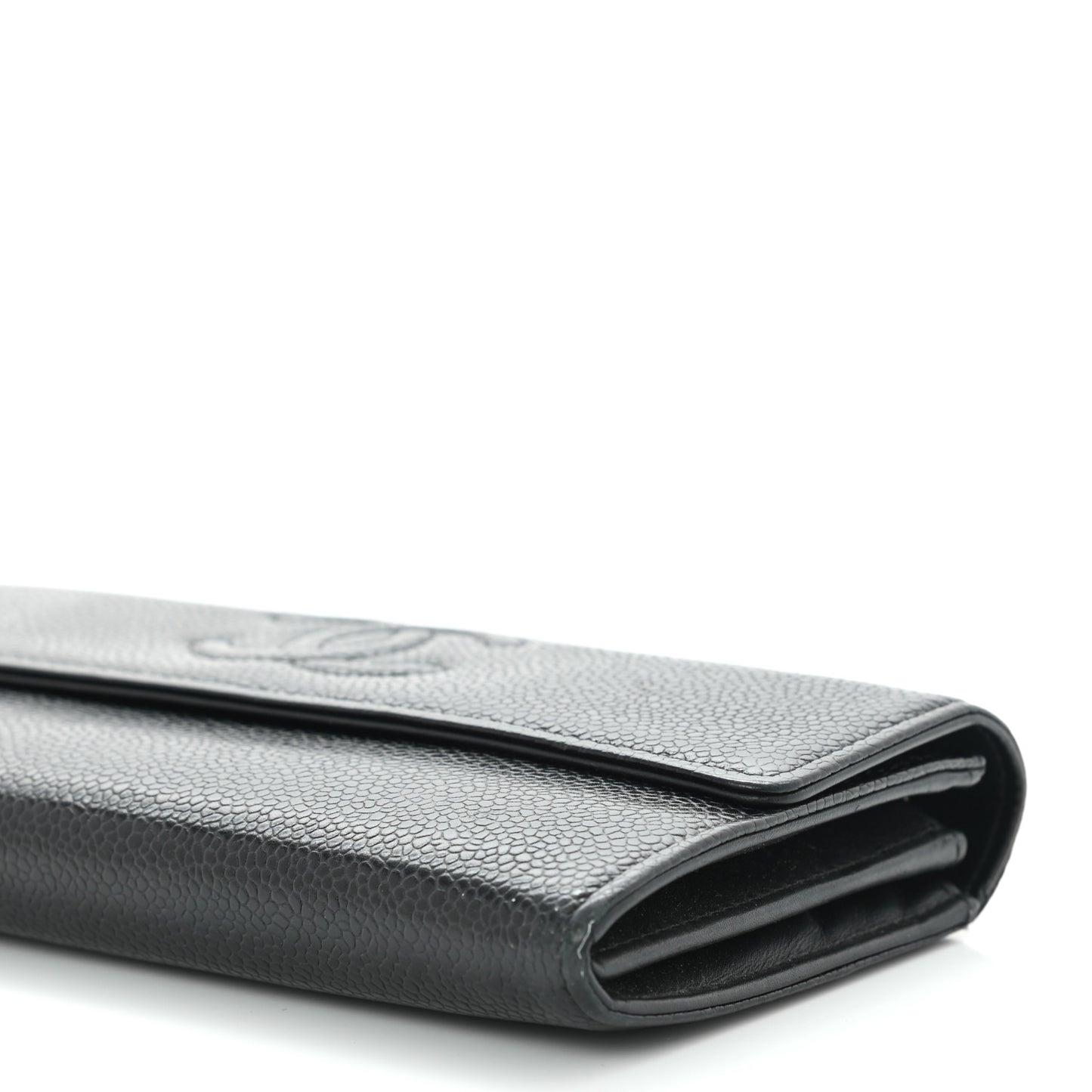 Caviar Timeless CC Large Gusset Flap Wallet Black