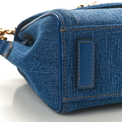 Versace Denim Small La Medusa Chain Top Handle Bag Navy Blue 8 of 9